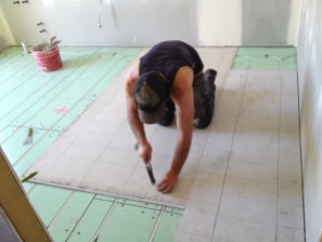 Nailing the tile board down